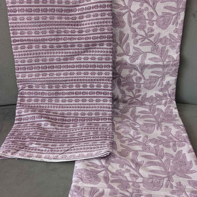 Pink & Cream Floral / Stripes Cotton Fabric Combo