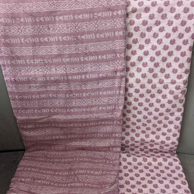 Pink & Cream Motifs / Stripes Cotton Fabric Combo