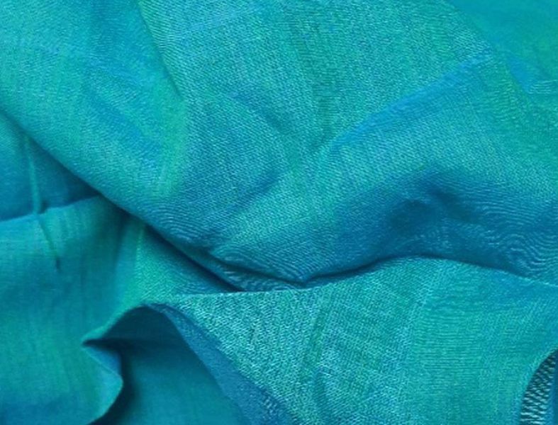 Green with Blue Tone Plain Yarn Dyed Cotton Fabric