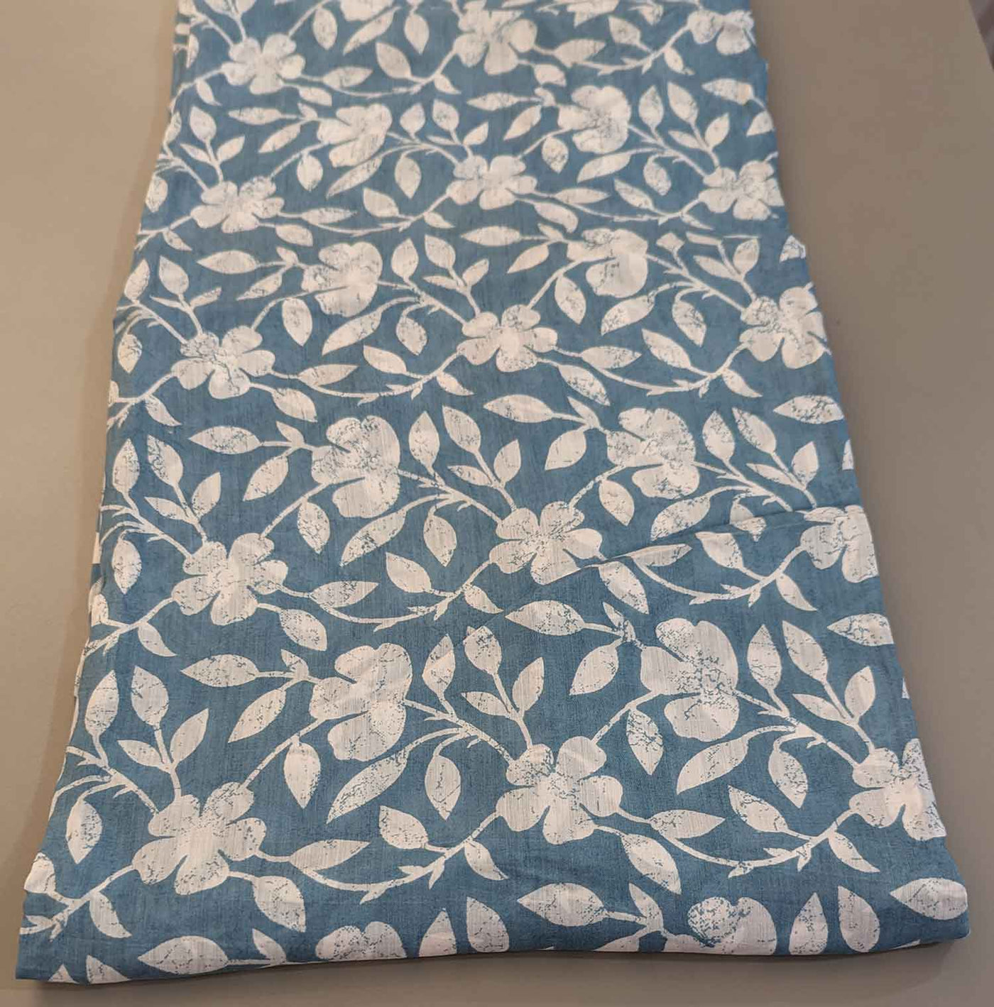 Blue & White Floral Muslin Silk Fabric