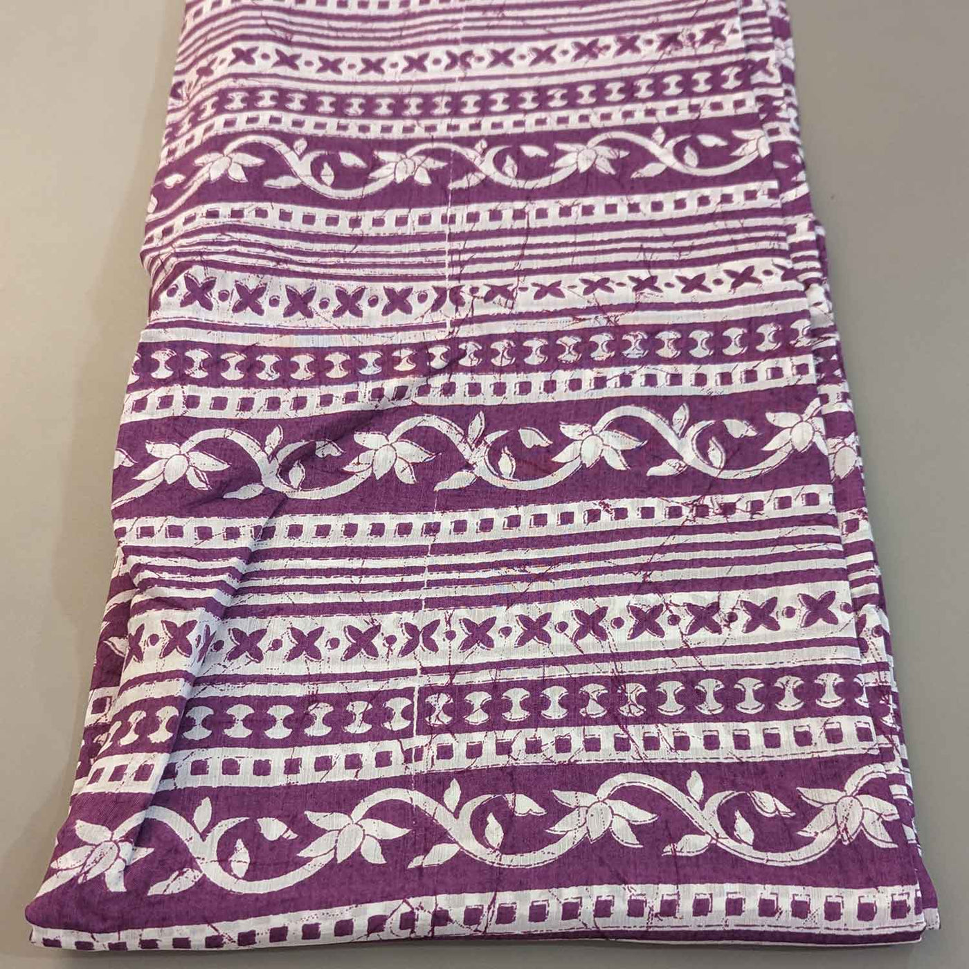 Purple & White Traditional Viscose Muslin Silk Fabric