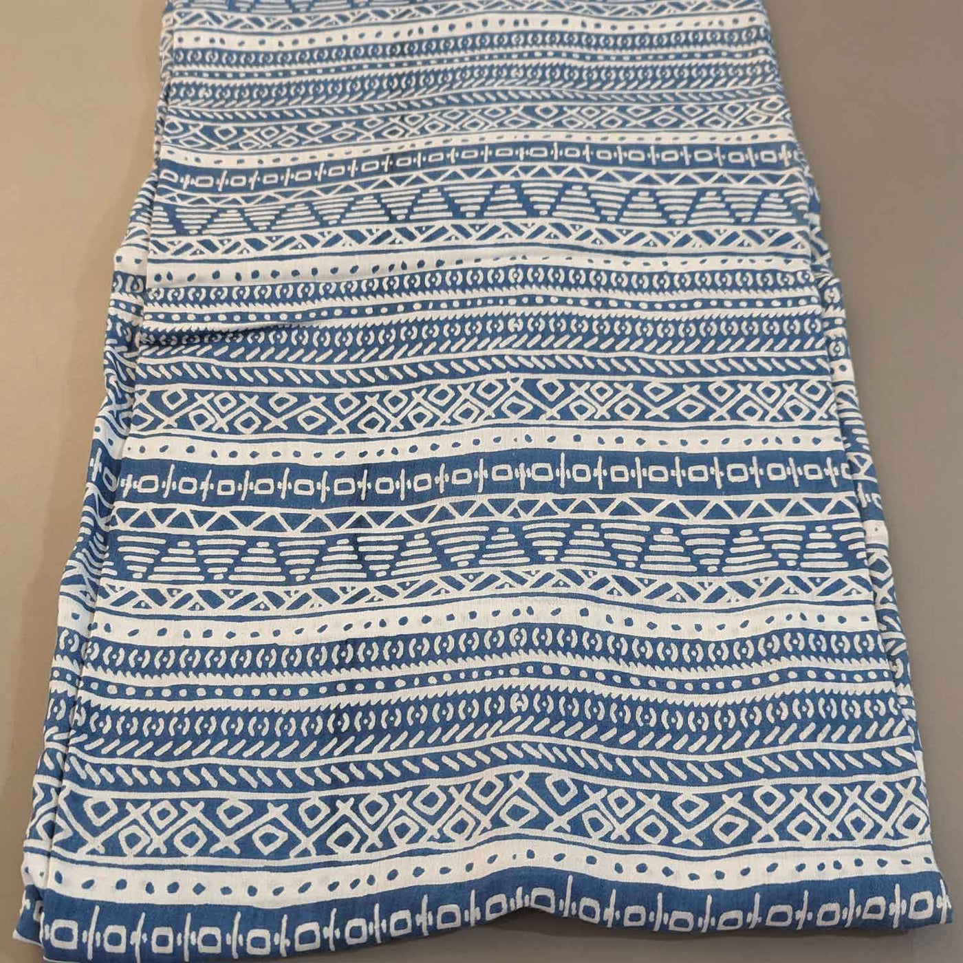 Blue & White Traditional Viscose Muslin Silk Fabric