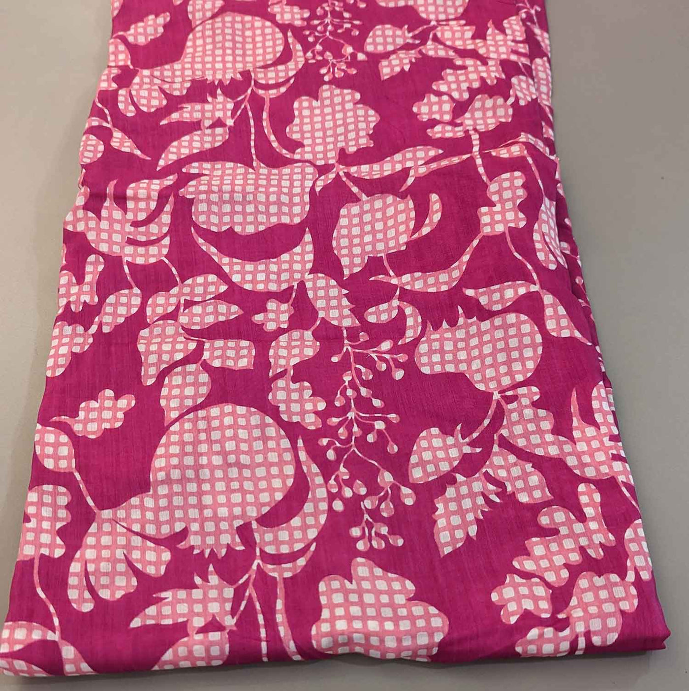 Pink Floral Viscose Muslin Silk Fabric