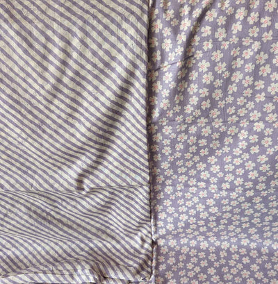 Purple & White Floral / Chevron Cotton Fabric Combo