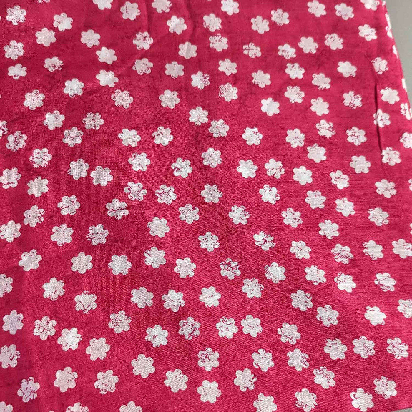 Precut Of Dark Pink Motifs Muslin Silk Fabric