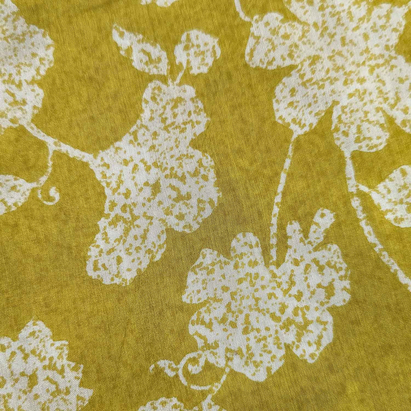 Precut Of Yellow & White Floral Muslin Silk Fabric