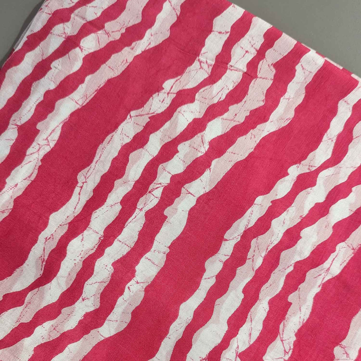 Precut Of Pink & White Stripes Muslin Silk Fabric