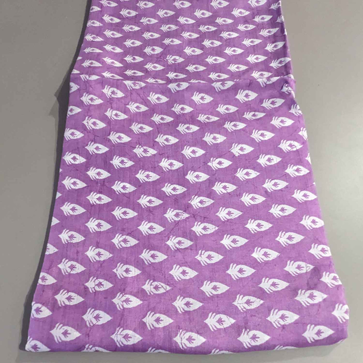 Purple & White Motifs Viscose Muslin Silk Fabric