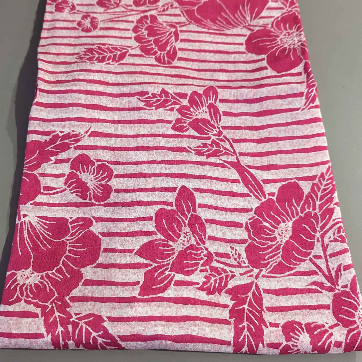 Pink & White Floral Muslin Silk Fabric