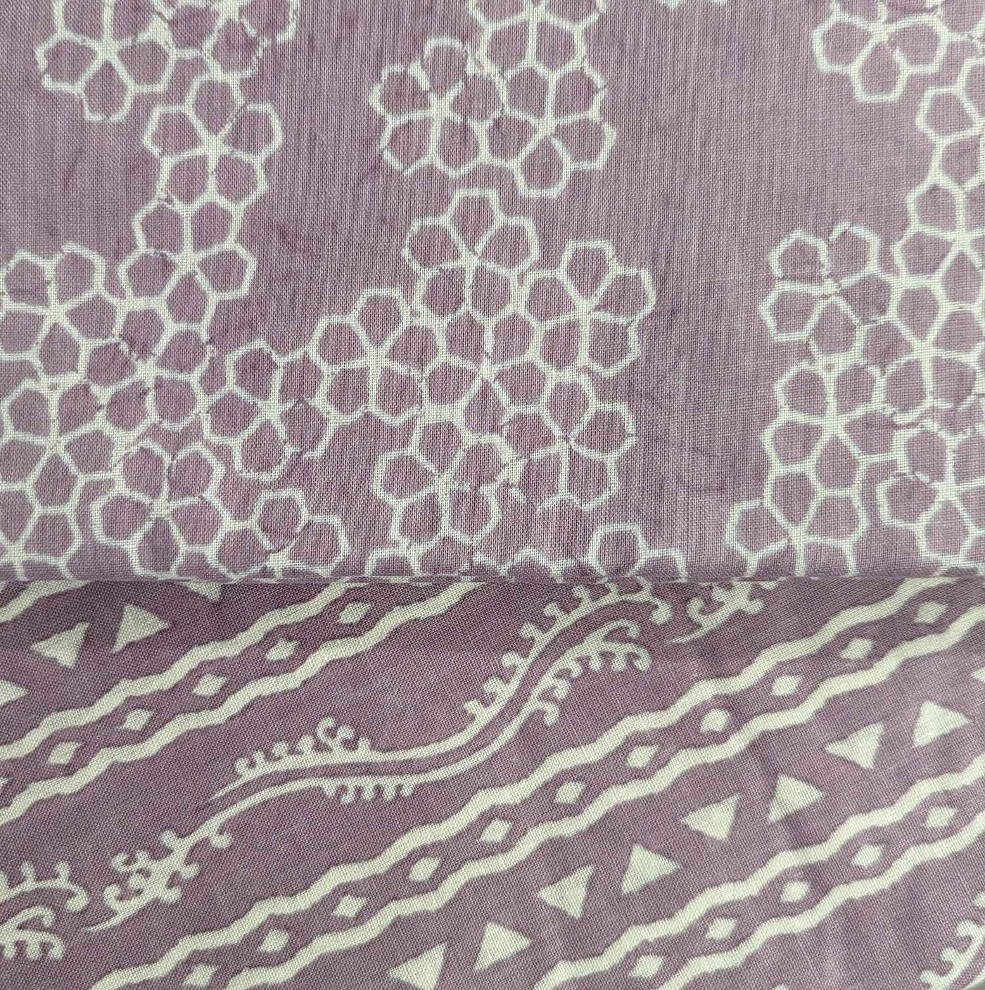 Lavender & White  Traditional / Abstract Cotton Fabric Combo