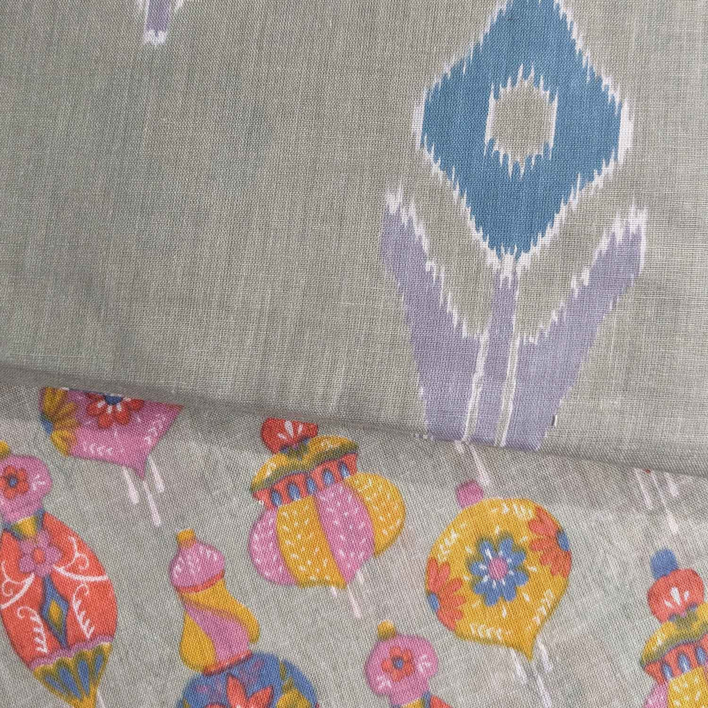 Multicolor Traditional / Motifs Ikat Cotton Fabric Combo