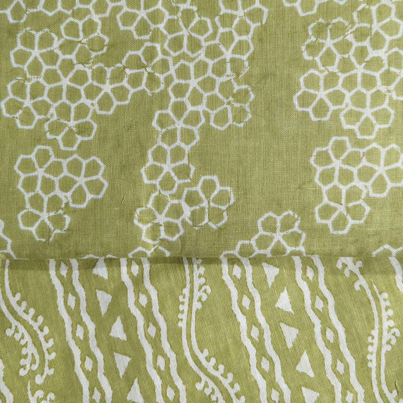 Golden & White Traditional / Abstract Cotton Fabric Combo