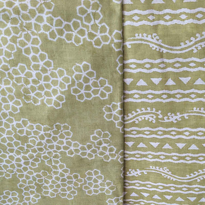 Golden & White Traditional / Abstract Cotton Fabric Combo