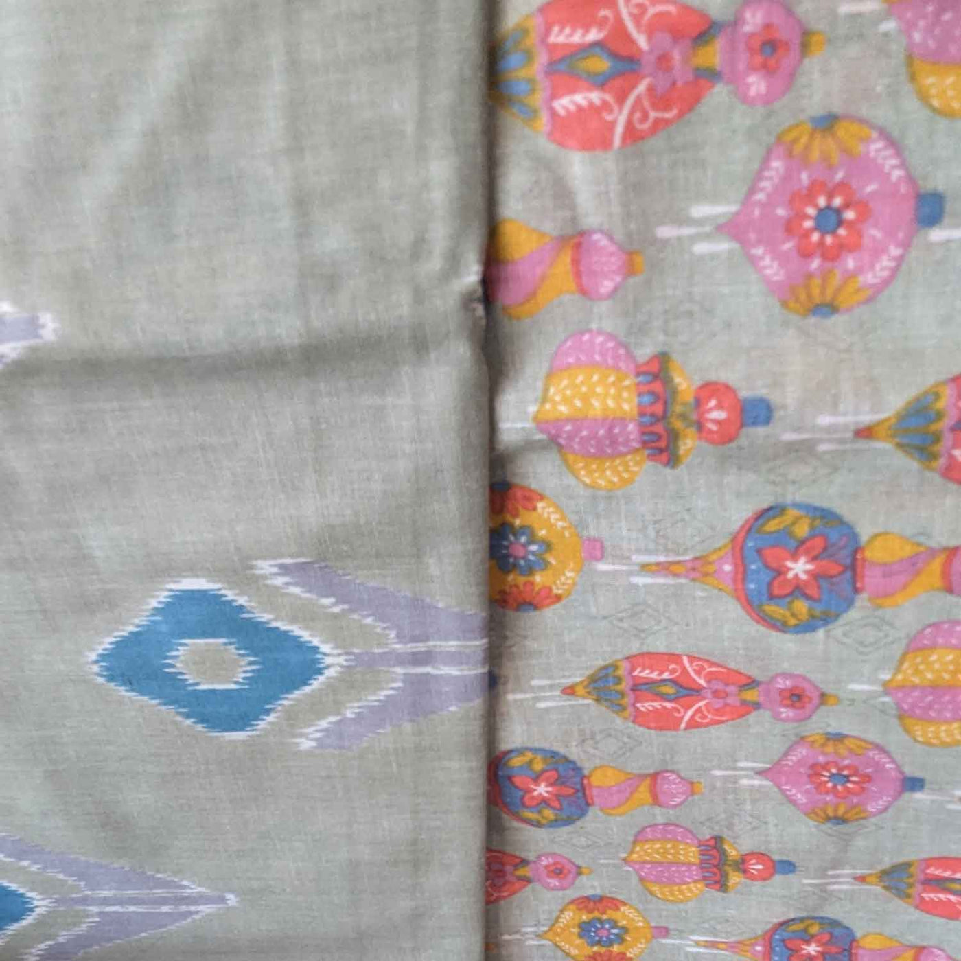 Multicolor Traditional / Motifs Ikat Cotton Fabric Combo