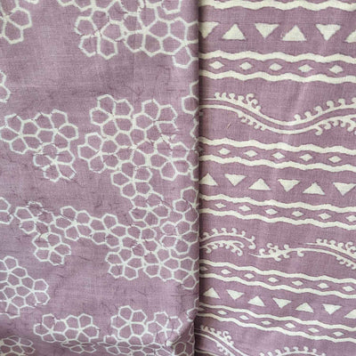 Lavender & White  Traditional / Abstract Cotton Fabric Combo