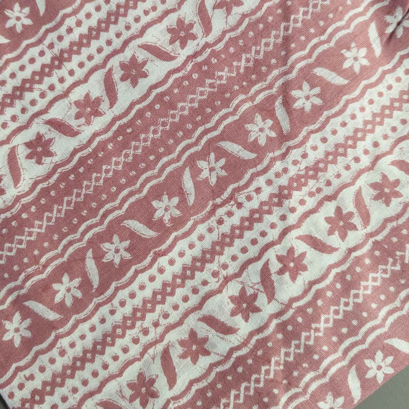 Precut Of Brick Red & White Traditional Cotton Fabric