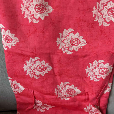 Precut Of Pink & White Floral Muslin Silk Fabric