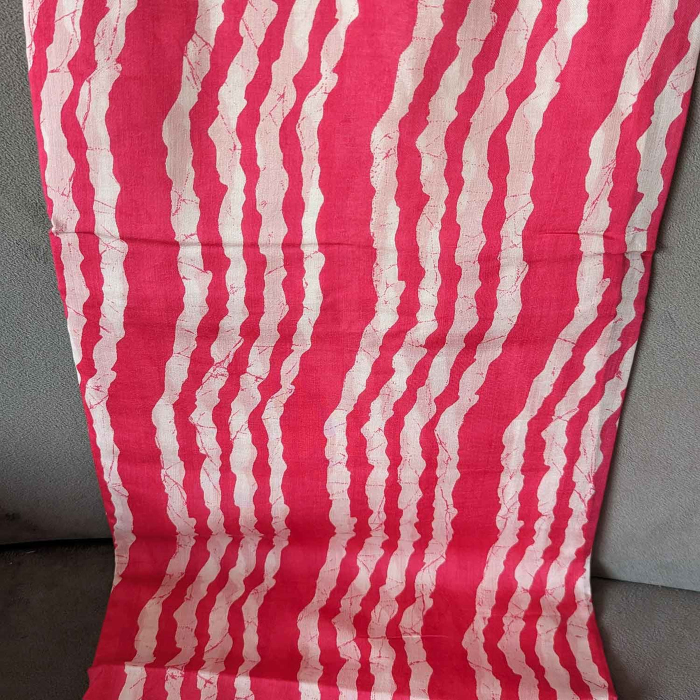 Precut Of Pink & White Stripes Muslin Silk Fabric