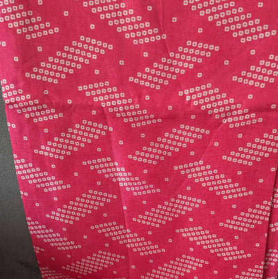 Precut Of Pink & White Abstract Bandhej Muslin Silk Fabric