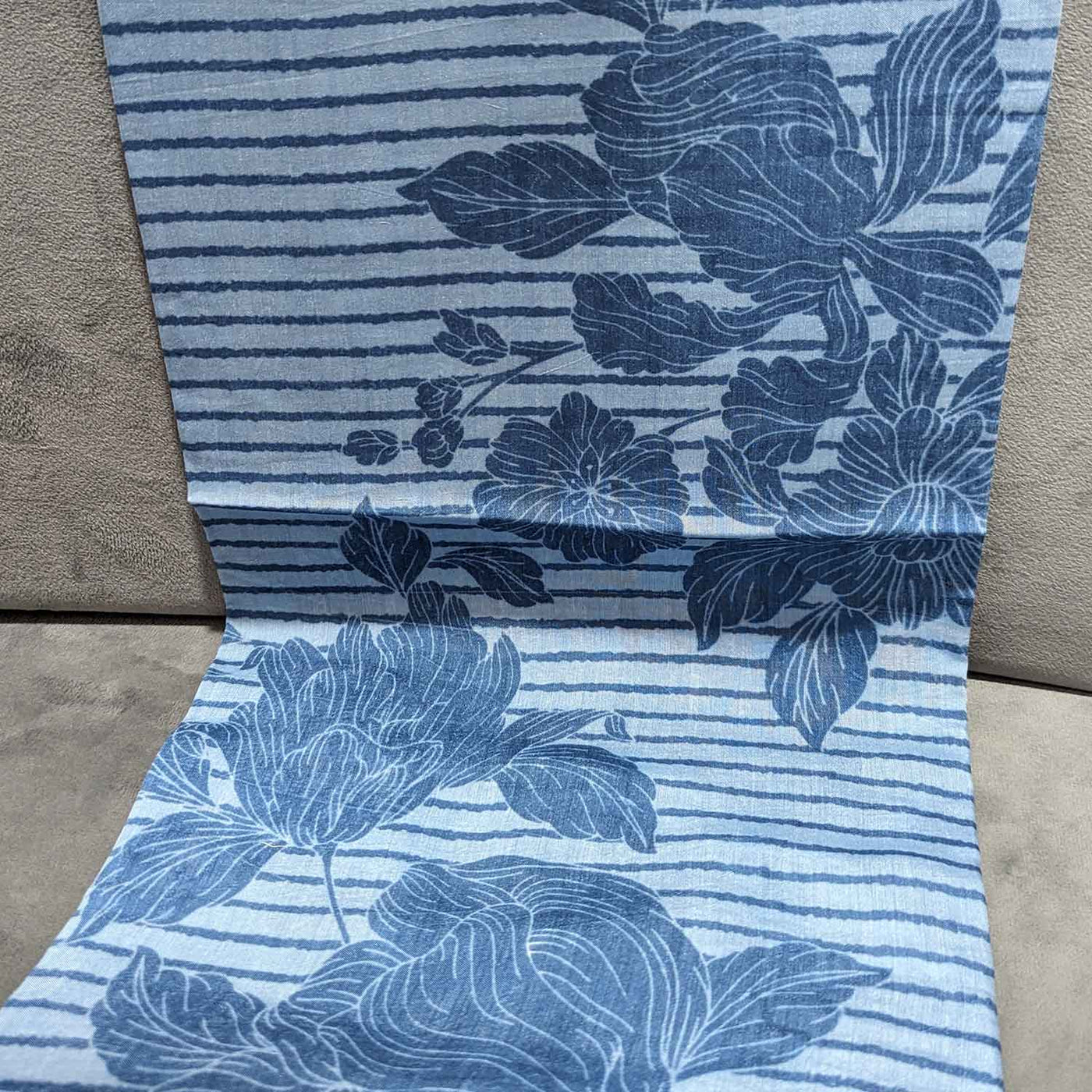 Precut Of Blue Floral Muslin Silk Fabric