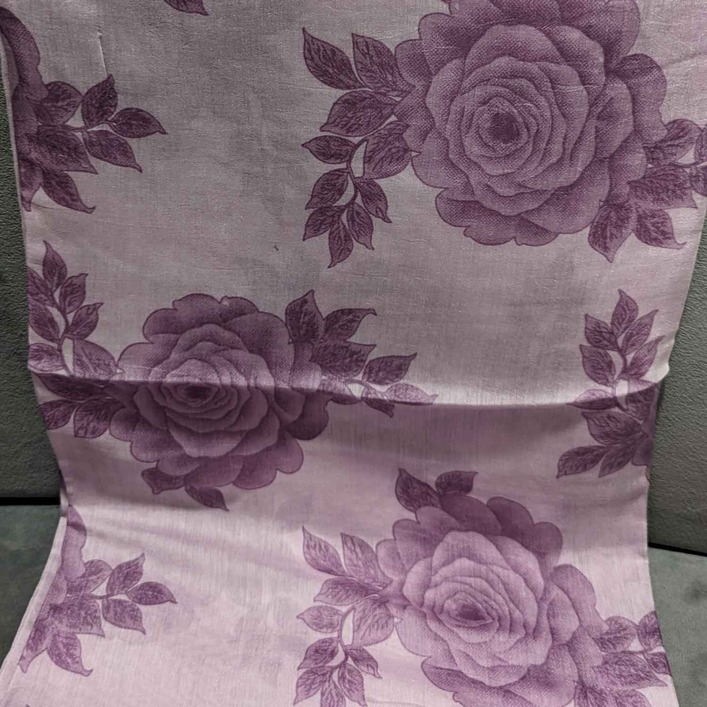 Precut Of Mauve Floral Muslin Silk Fabric