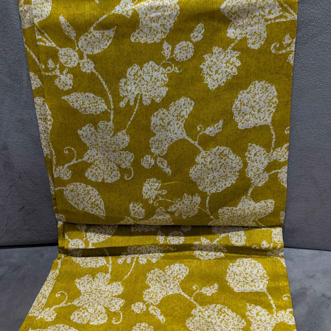 Precut Of Yellow & White Floral Muslin Silk Fabric