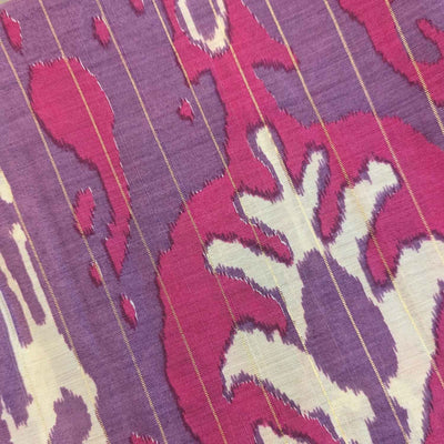 Precut Multicolor Traditional Ikat Print Viscose Lurex Fabric