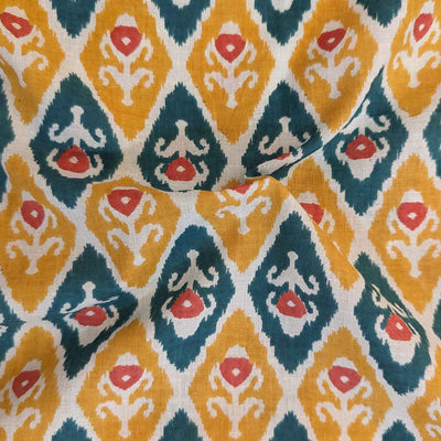 Multicolor Traditional Ikat Print Cotton Fabric