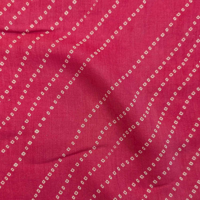 Dark Pink & White Stripes Lehariya Printed Muslin Silk Fabric