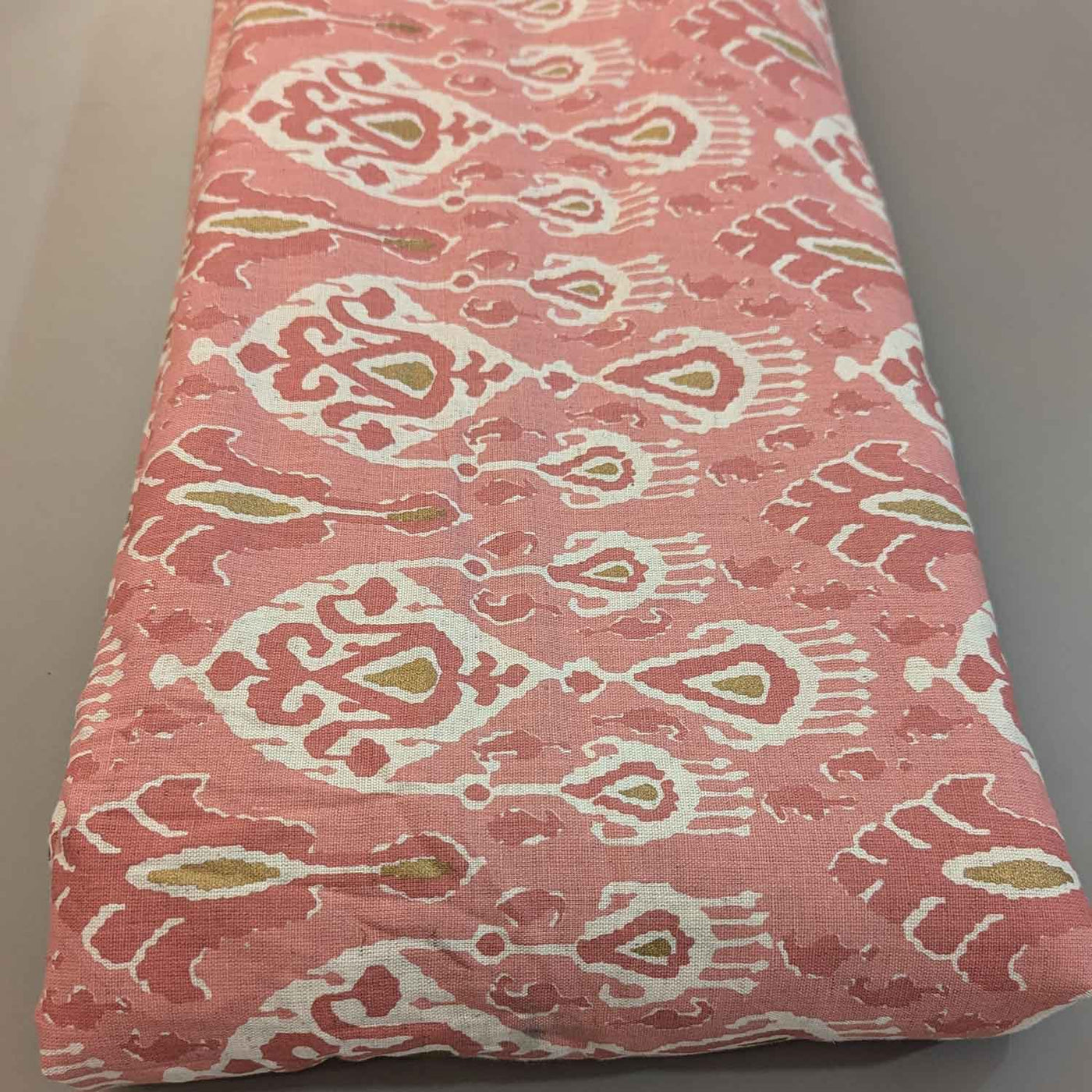 Peach & Pink Abstract Ikat Cotton Flex Fabric