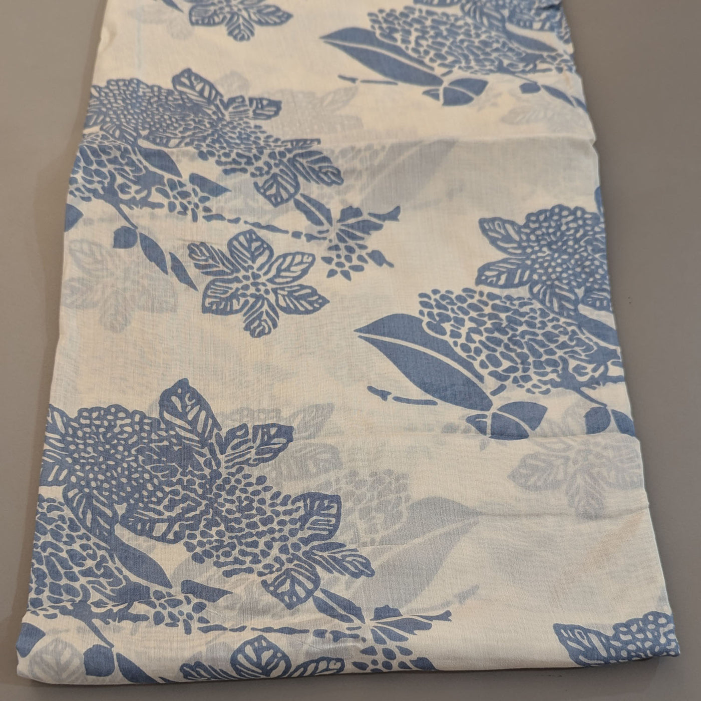 Precut Of 3.5 Meters Of Blue & Cream Floral Viscose Muslin Fabric