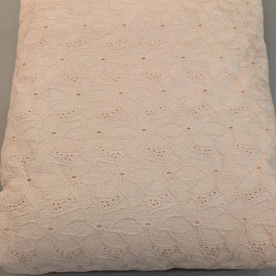 Ivory Cream Floral Cotton Embroidered Fabric