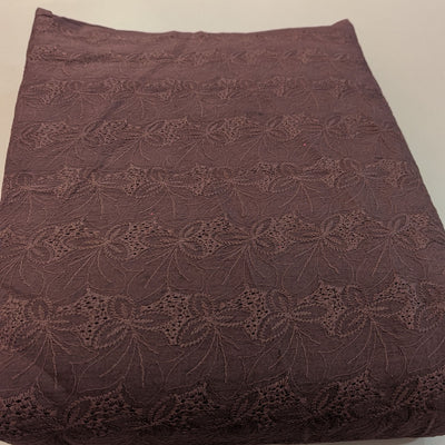 Dark Chocolate Hand Dyed Cotton Embroidered Fabric (Wholesale)