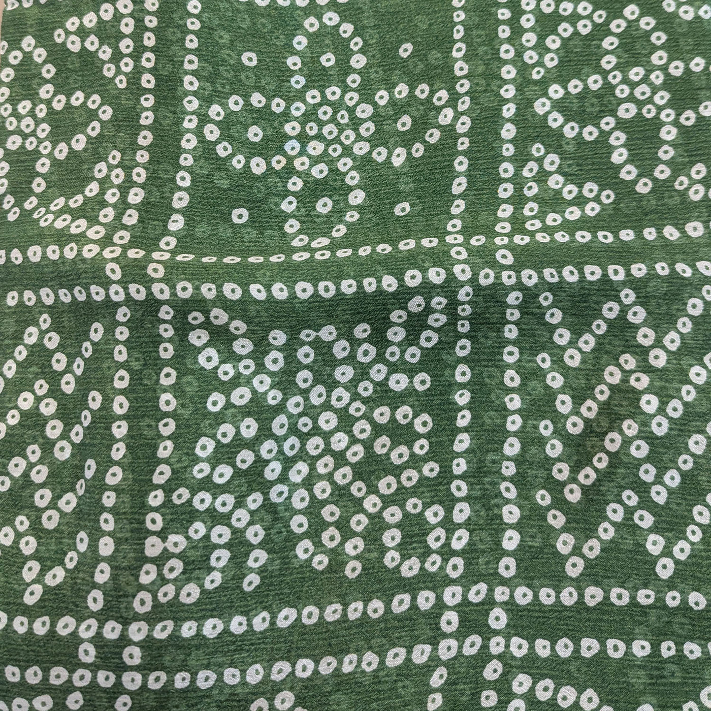 Bottle Green Bandhani Print Viscose Chiffon Fabric