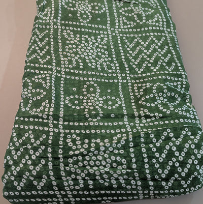 Bottle Green Bandhani Print Viscose Chiffon Fabric