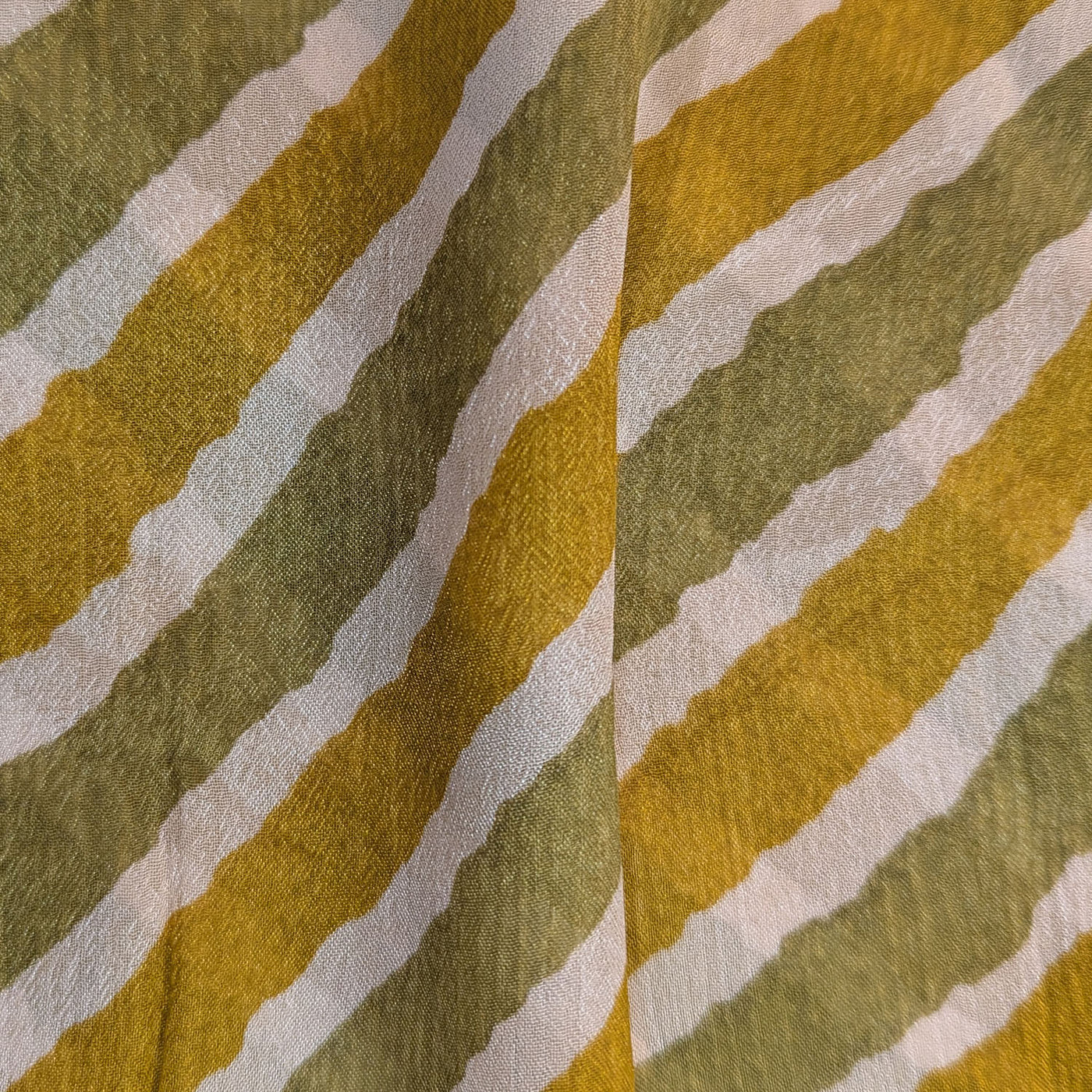 Yellow Green Strips Viscose Chiffon Fabric