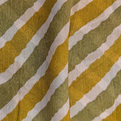 Yellow Green Strips Viscose Chiffon Fabric