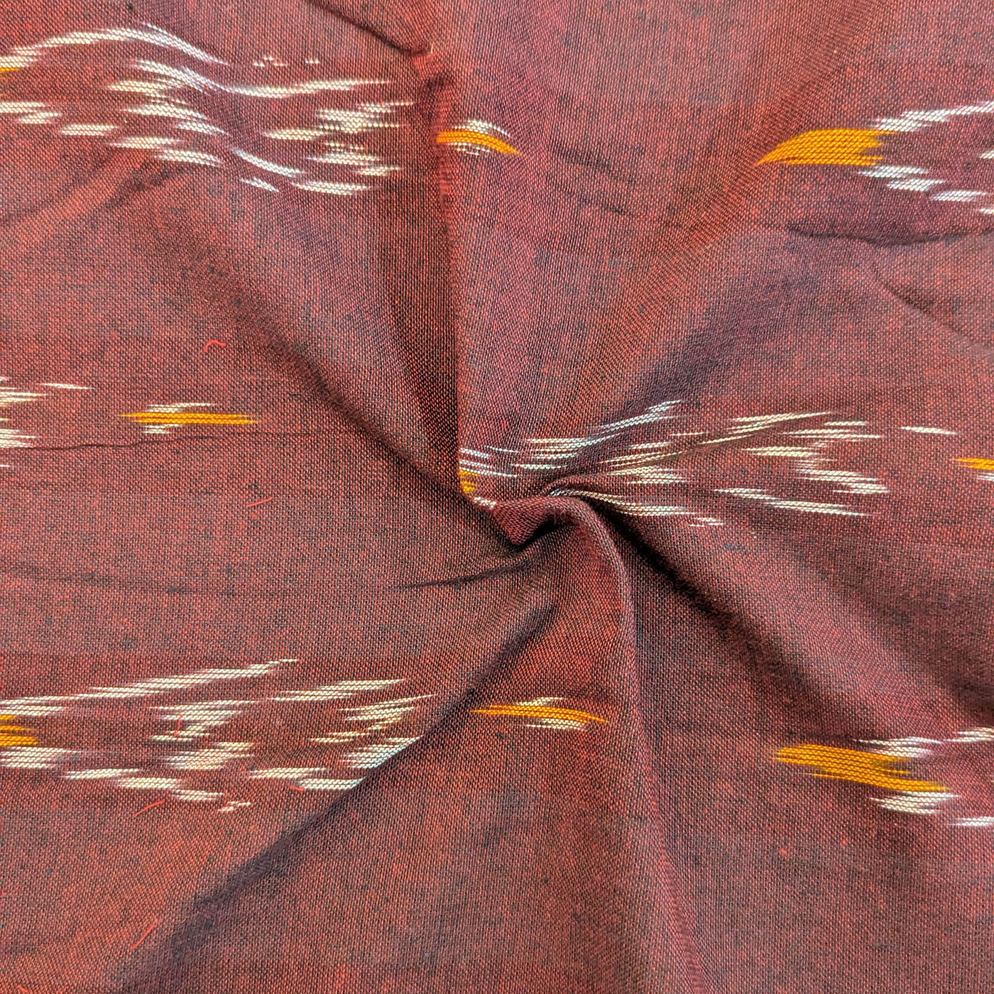 Maroon Ikat Handloom Cotton Fabric