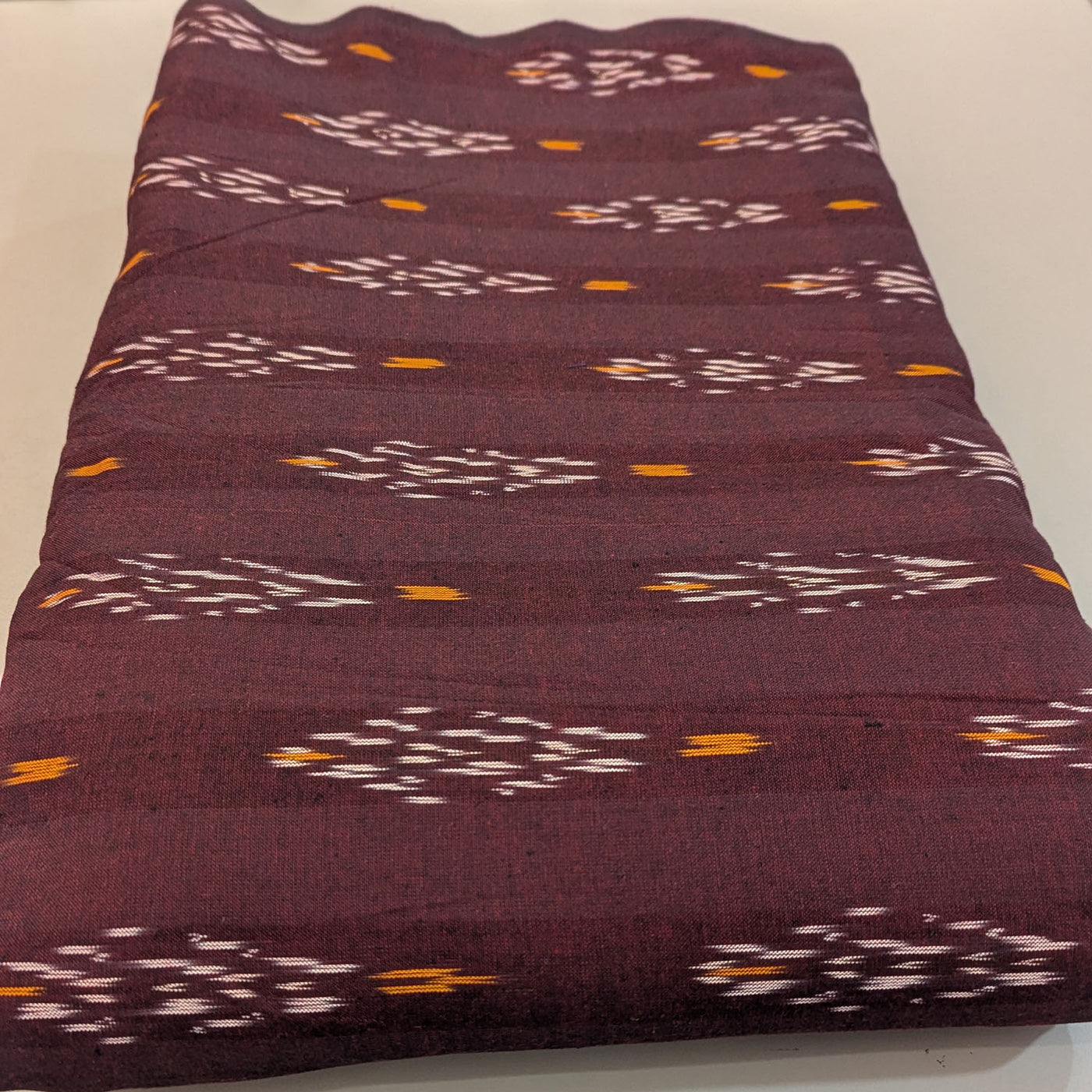 Maroon Ikat Handloom Cotton Fabric