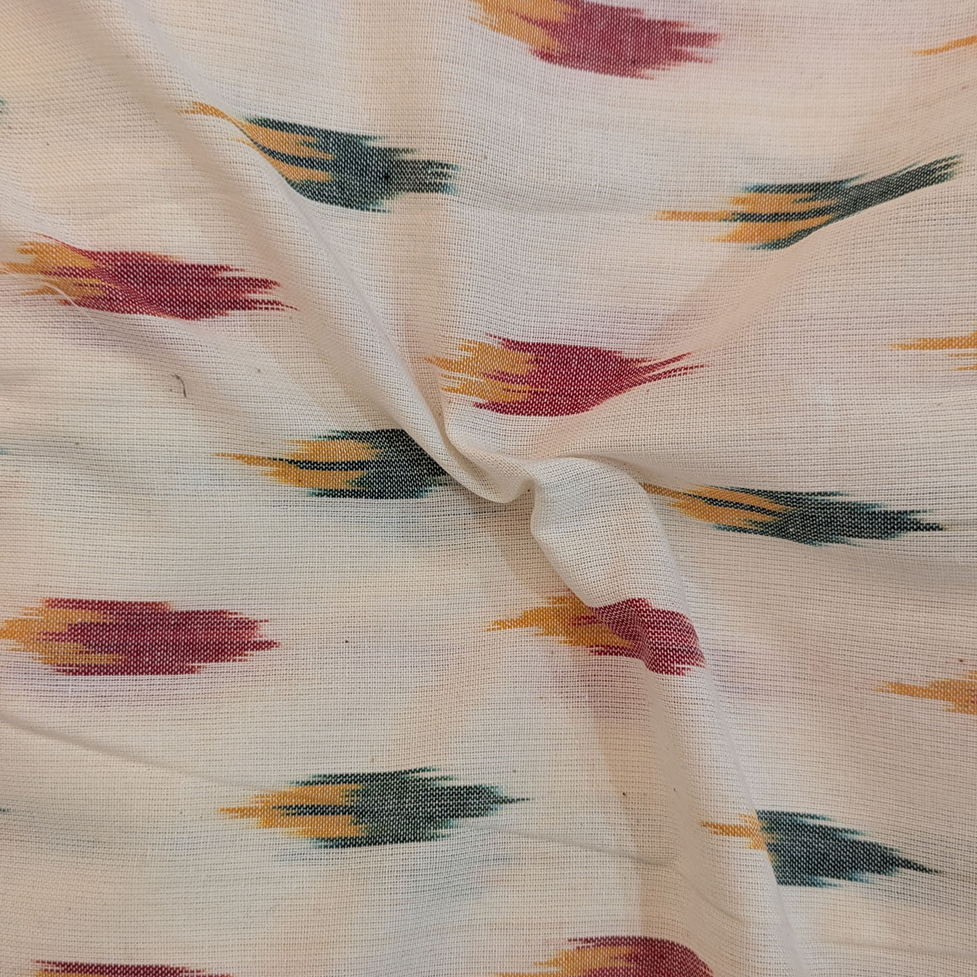 Off White Ikat Cotton Handloom Fabric