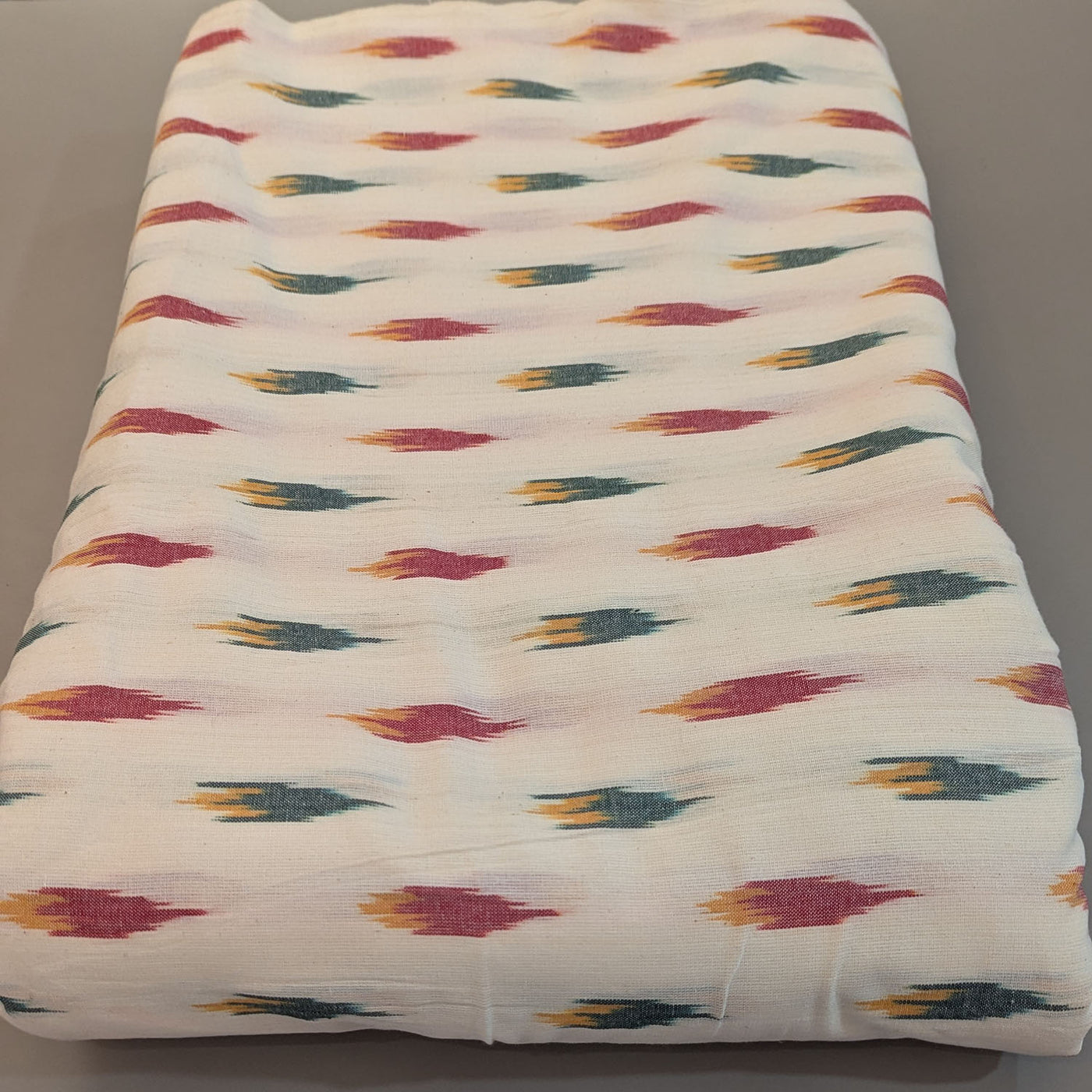 Off White Ikat Cotton Handloom Fabric