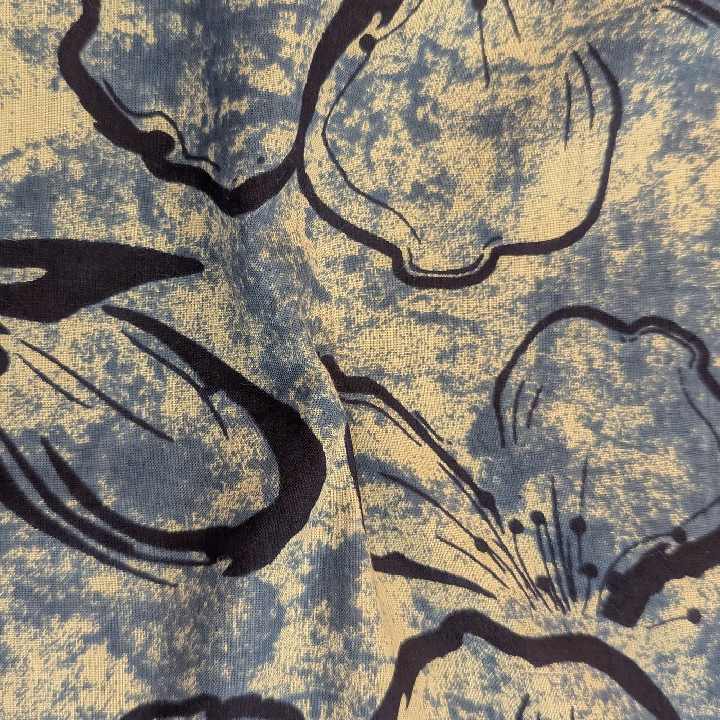 Floral Prints Blue Cotton Fabric