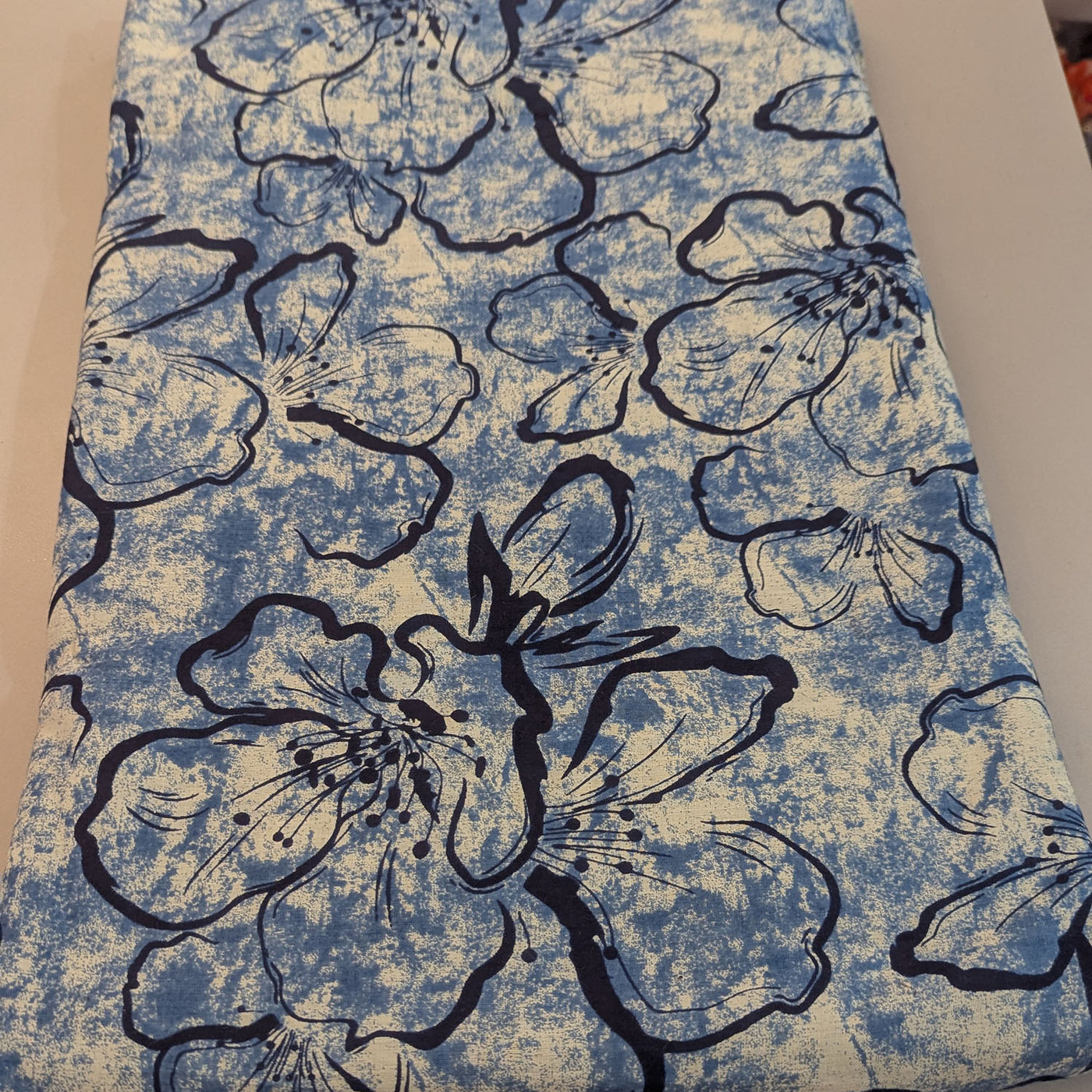Floral Prints Blue Cotton Fabric