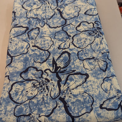 Floral Prints Blue Cotton Fabric