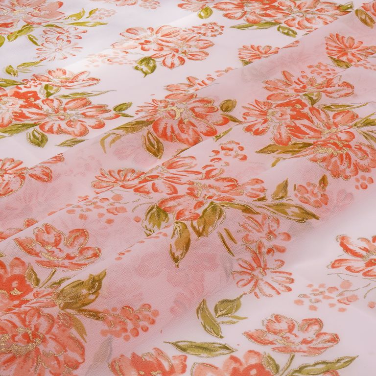 Light Pink Floral Printed Faux Georgette Fabric