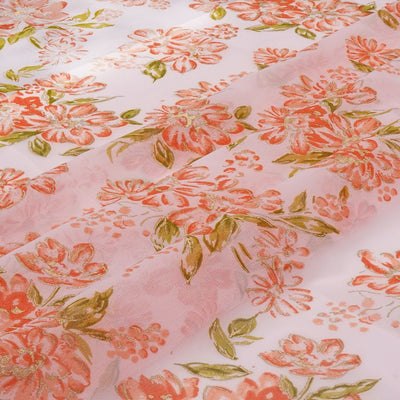 Light Pink Floral Printed Faux Georgette Fabric