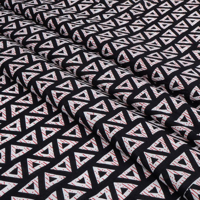 Black & White Geometric Printed Pure Cotton Fabric