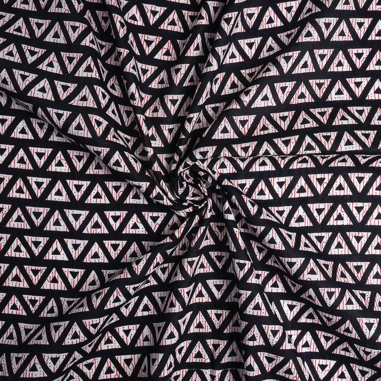 Black & White Geometric Printed Pure Cotton Fabric