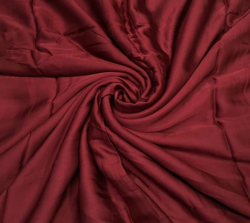 Red Maroon Plain Viscose Georgette Satin Fabric (Wholesale)