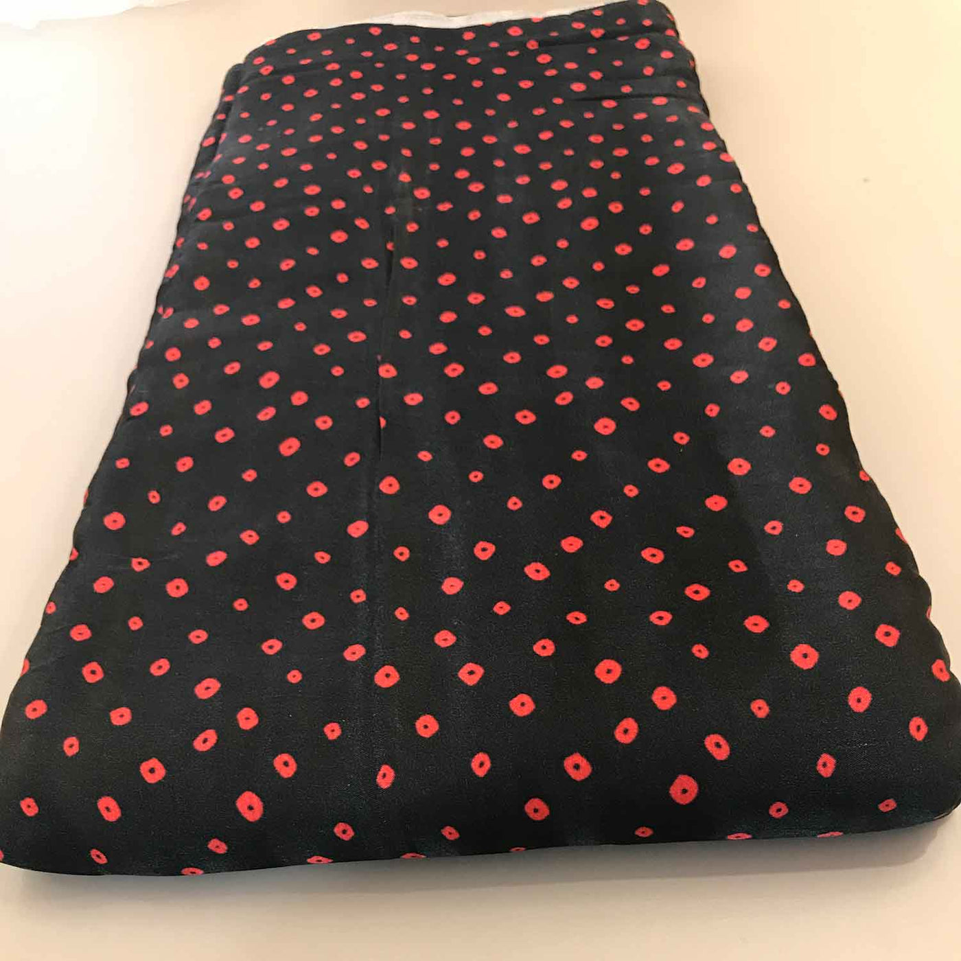 Red and Black Polka Dots Modal Silk Fabric